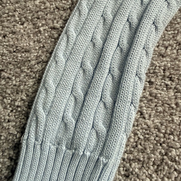 Ralph Lauren Sky Blue Cable Knit Cardigan with Silver logo and Zipper Details - Picture 5 of 8